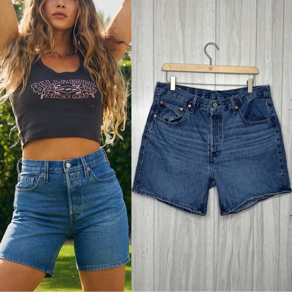 Levi’s Plus Size 501 Mid Thigh Shorts Pleased To Meet You size 32 858330056 - Picture 1 of 15